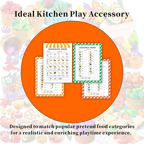 4-Pack (40 Restaurant Menu Notepads Food-Themed Order Pads Pages Each) Restaurant, Main Dishes, Fruits, Vegetables