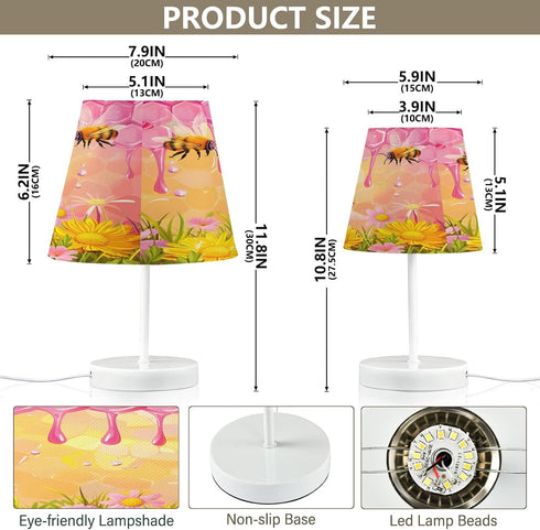 3 ALAZA Bedside Lamp Honey Sunflower Bee Table Lamp for Bedroom Desk Lamp with USB Port LED Nightstand Color