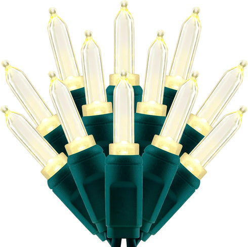 SWEET SHINE 100 Warm White One-Piece LED Christmas Lights, 33 ft Green Cord High