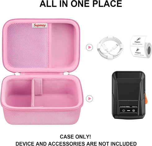 Hard Carrying Case for SUPVAN T50M Pro Bluetooth Label Maker, Inkless Labeler Storage Travel Holder, Pink