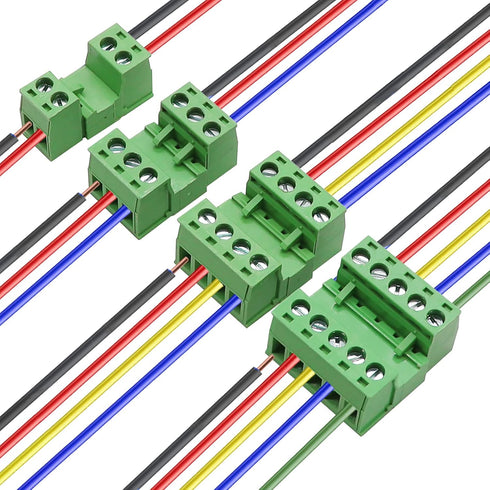 Tnisesm 21Pcs Screw Terminal Block Connector Kit, 5.08mm Pitch Pluggable (2Pin 3Pin 4Pin 5Pin) 300V 15A for 28-12AWG