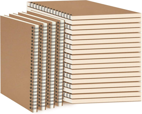 Epakh 22 Packs A5 Spiral Notebook, Hard Cover, Wide Ruled, 50 Sheets, 8.3 x 5.5 Inches, Brown