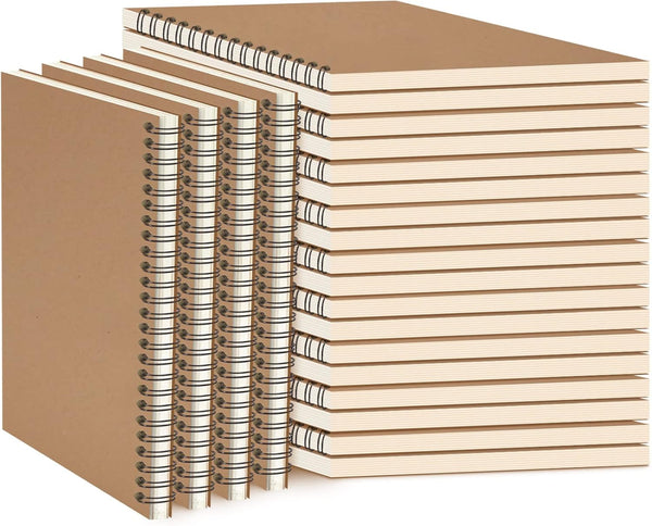 Epakh 22 Packs A5 Spiral Notebook, Hard Cover, Wide Ruled, 50 Sheets, 8.3 x 5.5 Inches, Brown