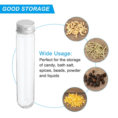 PATIKIL 80ml Plastic Test Tubes with Screw Caps, 12Pcs, 156x30mm for Lab Use and Candy Storage