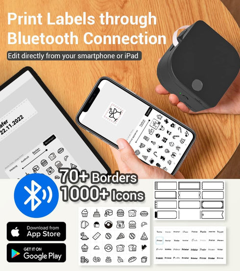Phomemo Label Makers, Bluetooth Inkless Label Printer P12, Mini Label Maker for Office, Home, School Organization