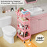 Recximi 4 Tier Rolling Cart Metal with Lockable Wheels, Four Tiered Pink Trolley Cart on Wheels, Utility Storage