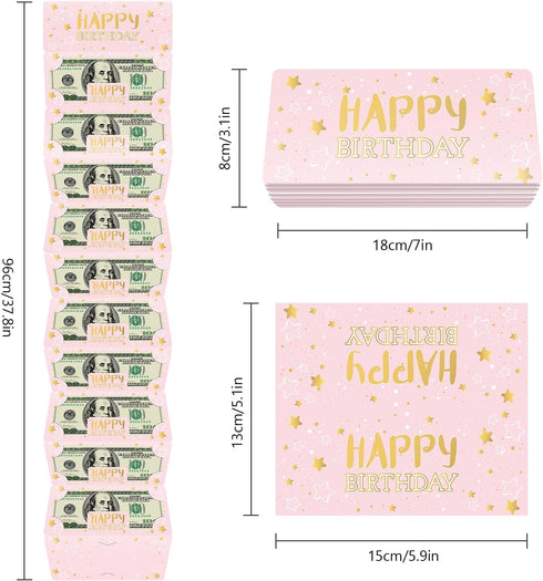 Pink Birthday Money Envelope for Cash Gift Holder with Greeting Card for Girl Women Surprise Gift Idea with Clear