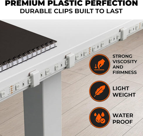 100 8mm, 10mm, 12mm Pcs LED Light Strip Cable Clips - Adhesive Wall Mounting Brackets and Wire Holders for LED Strips