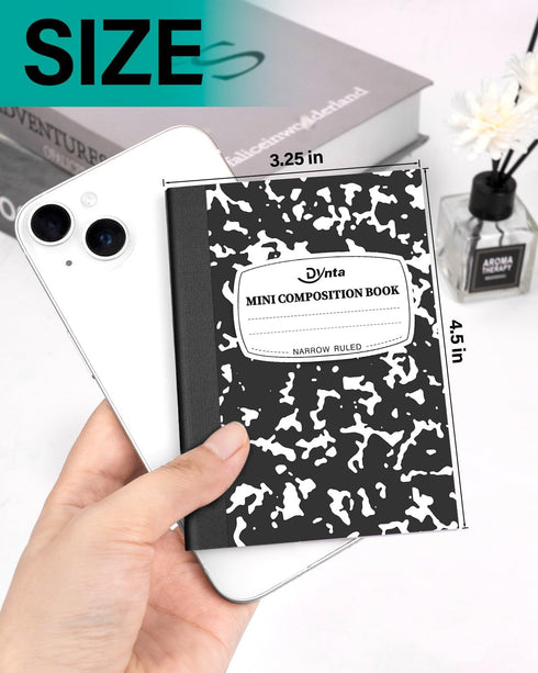 Mini Composition Notebooks Bulk, 40 Packs 3.25 x 4.5 inch Composition Books Narrow Ruled, Black Pocket Notebooks for Kids Students Men Women Teachers (60 Sheets/120 Pages)