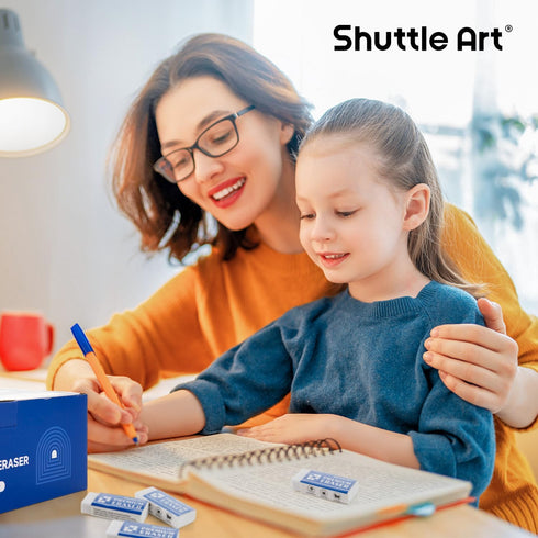 Shuttle Art 144 Pack Premium Erasers Bulk, White Classroom Set for Kids, Teachers, School and Office Supplies