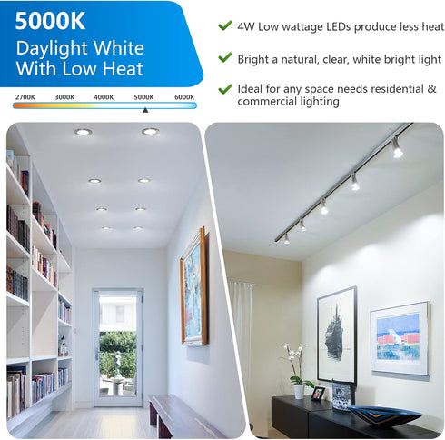 GU10 LED Light Bulb, 50 Watt Halogen Equivalent, Daylight White 5000K, 450LM, Non-Dimmable, 5-Pack
