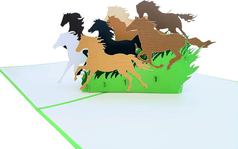 iGifts And Cards 3D Pop Up Greeting Card - Inspirational Wild Horses for All Occasions