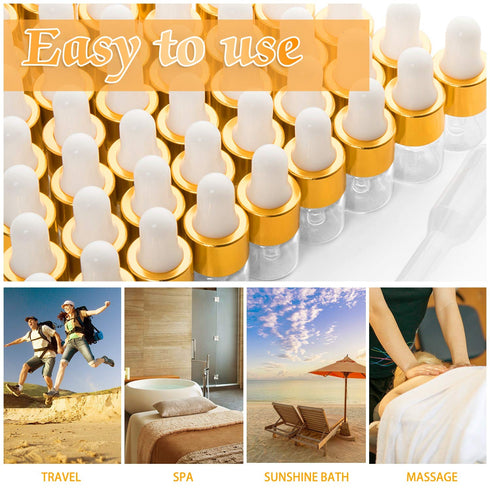 Rocinha 50 Pcs Sample Dropper Bottles - Clear Mini Dropper Bottles with Small Liquid for Essential Oils Sample Cosmetic