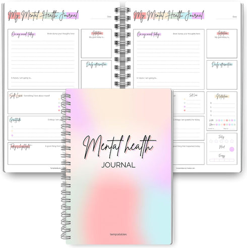 Mental Health Journal Planner | Daily Gratitude, Self Care, Intentions, Affirmations and