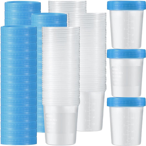 Geiserailie 200 Pcs Disposable Urine Specimen Cups, 4oz Leak Proof Screw on Container for Safe Sample Analysis (Blue)