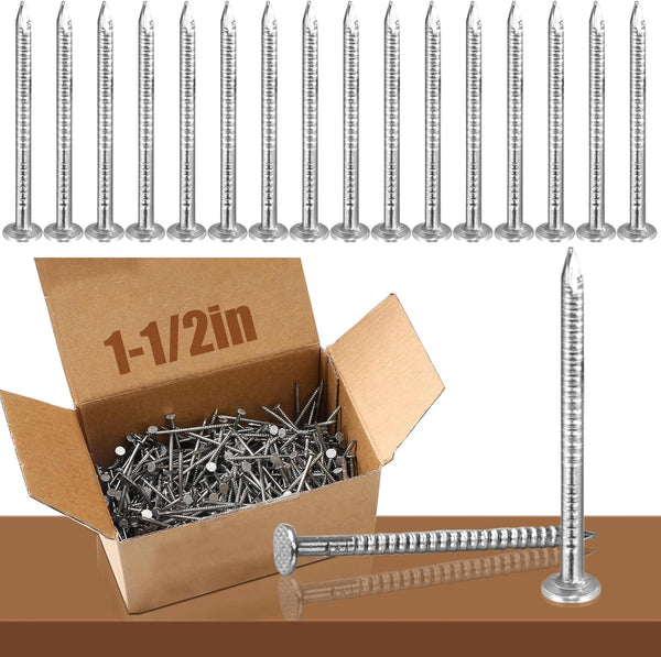 2 Pound Box of Siding Nails, Rust Resistant 304 Stainless Steel Nails for Redwood, Cedar Wood, Decking, Roof Slating
