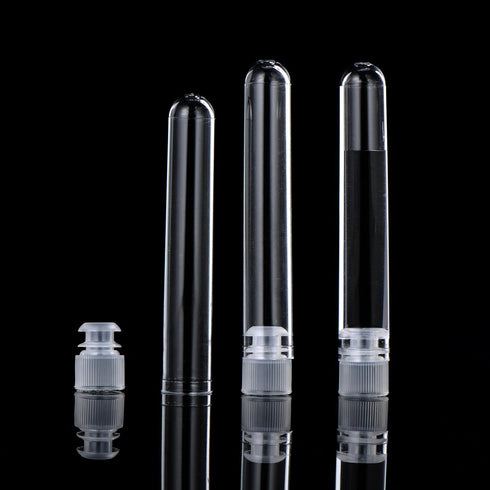 Hicarer 50 Pieces Clear Plastic Test Tubes, 12 by 75 mm with Push Caps