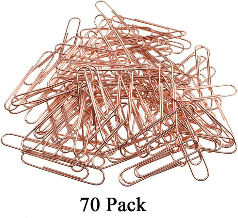 HAHIYO 70 Pack Large Paper Clips, 2 inches, Heavy Duty Rose Gold for Home Office