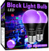 2 Pack LED Black Light Bulbs, A19 9W UV, Replace Up to 100W, E26 Base, Glow in the Dark for Body Pain & Halloween