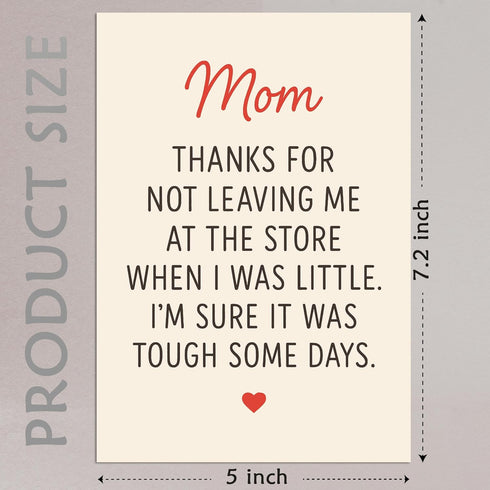 5x7 Cheerin Funny Birthday Card for Mom Hilarious Thank You Card for Mum with Envelope from Daughter and Son Humorous
