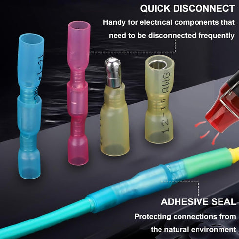 smseace 230PCS Heat Shrink Bullet Connectors Assortment Kit, Waterproof Female & Male Bullet Butt Connectors