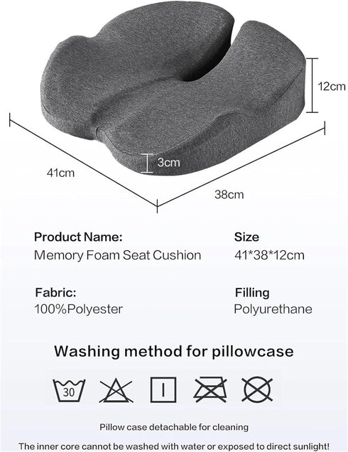 Generic Tailbone Memory Foam Seat Cushion Non Slip Orthopedic Prostate Cushion for Sciaticaback Pain Relief Comfort