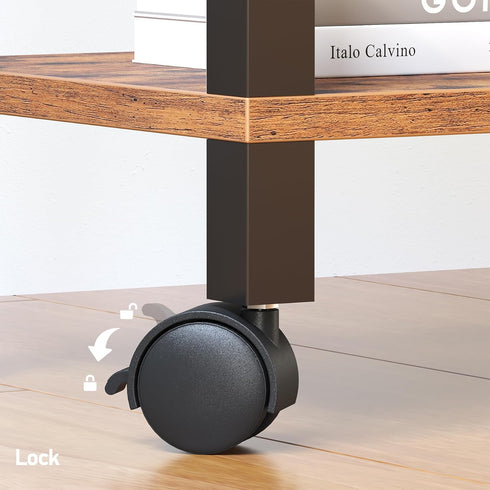 TUTOTAK 3 PS02BB001 Tier Printer Stand, Rolling Printer Cart with Power Outlets and USB Ports, Mobile Printer Table