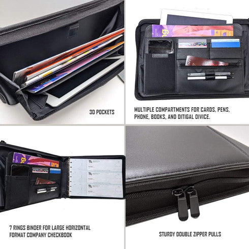 MSP 7 Ring Business Check Portfolio Binder with Handle, Zipper Closure for Business or Personal Checks (3-to-A Pages)