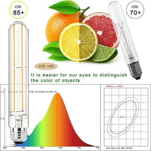 7.3 Inch E26 Bulb 6W Dimmable, 2700K Bulbs 800LM, 80 T10 T9 Bulb 2Pack Led Soft White Edison Equal Watt Tubular Long