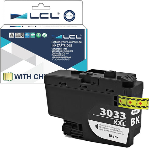 LCL Compatible Ink Cartridge Pigment Replacement for Brother LC3033 XXL - 1-Pack Black Ink