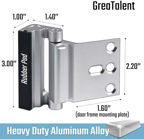 GreaTalent 3PACK Home Security Door Reinforcement Lock Childproof, Add High Security to Home Prevent Unauthorized