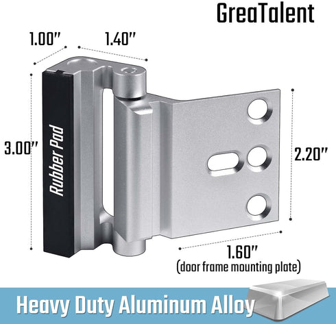 GreaTalent 2PACK Home Security Door Reinforcement Lock Childproof, Add High Security to Home Prevent Unauthorized