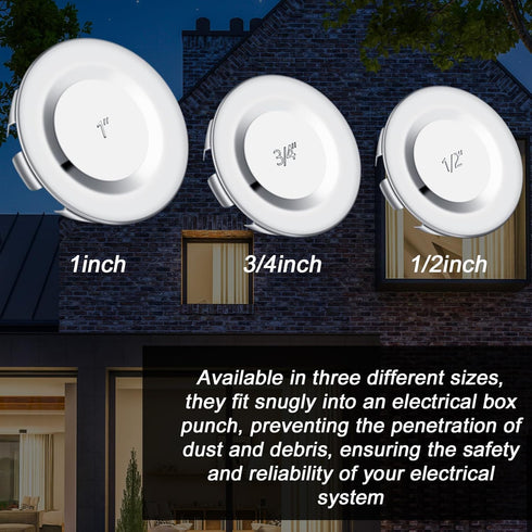 36 Pcs Knockout Seal Electrical Box Plugs for 1/2 Inch Pipe, Round Steel Removable Seal for Unused Electric Box Outlets