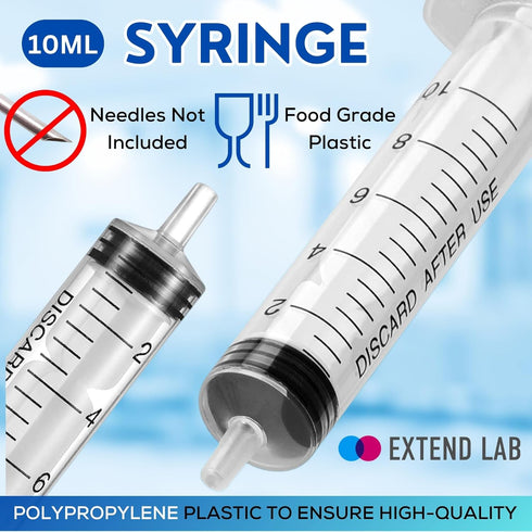 10ml/cc Plastic Syringe - Individually Sealed Measuring Syringe for Scientific Labs & Pet Feeding