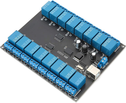 Yoidesu 9-36V 16 Channel Relay Module, USB Controlled Relay Board with 16 SPDT Relays for ON/Off Switching
