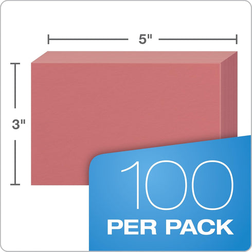 Oxford Blank Color Index Cards, Cherry, 3" x 5", 100 Per Pack (7320 CHE)