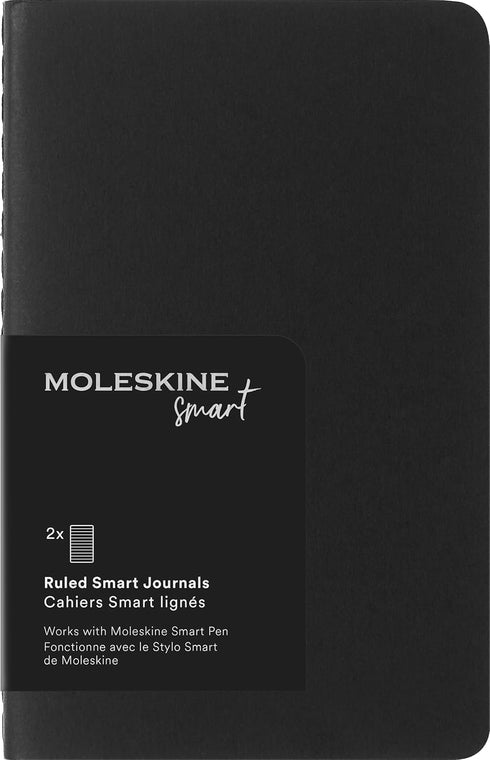 Moleskine Cahier Soft Cover Smart Notebook - Ruled/Lined, Pocket (3.5" x 5.5"), Black, Compatible w Smart Pen, 56 Pages