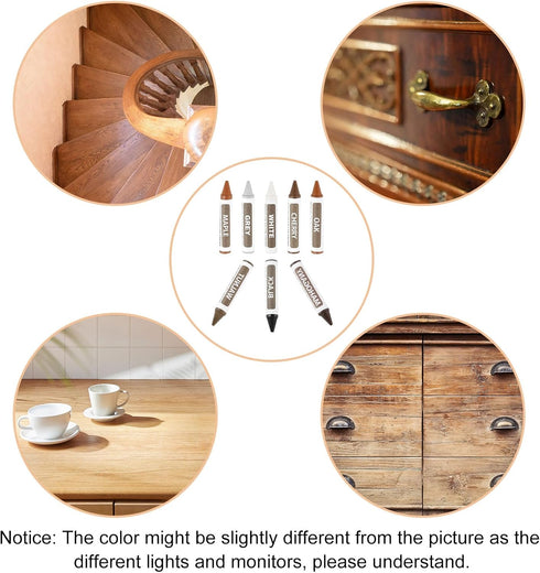 5 uxcell Furniture Repair Wood Markers, Pcs Walnut Touch Up Filler Sticks, Wood Wax Pen Crayons for Scratches, Wood