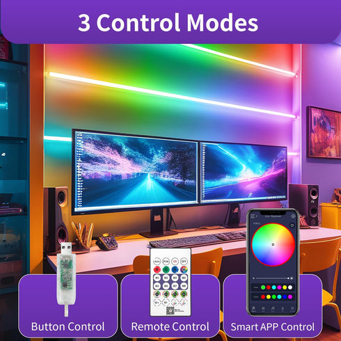 5V 16.4Ft 5M IP67 iNextStation RGB Smart IC USB Neon Led Strip Lights, Neon Rope Lights Flexible Multicolor Waterproof