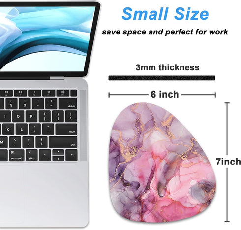 Rimilak Small Mouse Pad 6 x 7 Inch, Irregular Mini Mouse Pad with Non-Slip Rubber Base, Waterproof Compact Mouse Mat for Laptop Computer Wireless Mouse Keyboard Home Office Travel, Pink Gold Marble by Rimilak
