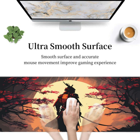 Sigouyinei Office(31.5"X 11.8") Japanese Samurai Walking to The Sun Gaming Keyboard Mouse Pad Mousepad Huge Extended XL