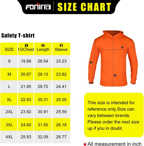 3 Pack FONIRRA Safety High Visibility Long Sleeve T Shirt for Men Construction Work Shirts with Hood