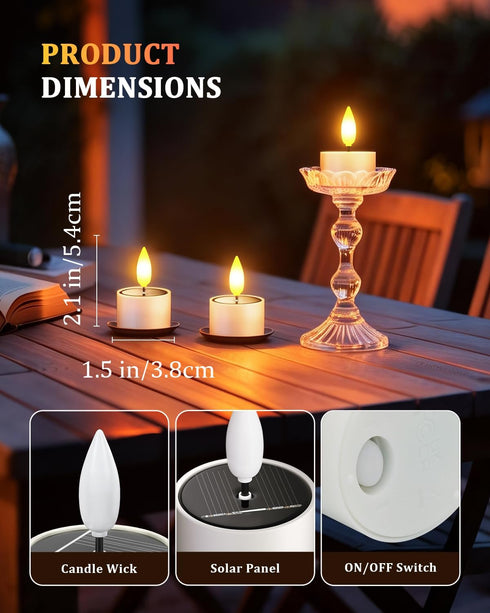 SoulBay 6 Pack Solar Tea Lights Outdoor Waterproof, Small Flameless Flickering Small Bright LED Candles Lights