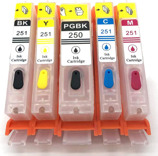 Empty Refillable Ink Cartridges Replacement for Canon PGI-250 CLI-251, Works with PIXMA MG5420 Series Printer