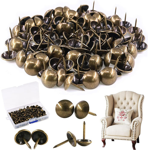 300-Pcs 7/16'' Antique Upholstery Decorative Tacks - Furniture Sofa Thumb Tacks Nails Pins Assortment Kit