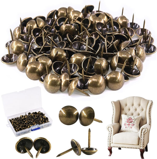 300-Pcs 7/16'' Antique Upholstery Decorative Tacks - Furniture Sofa Thumb Tacks Nails Pins Assortment Kit