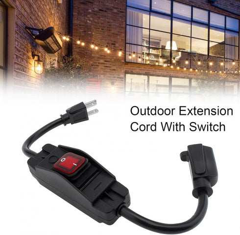 3 Prong Extension Cord with Waterproof Switch, 14/3 SJT Heavy Duty Power Cable with LED On/Off Inline Switch, 1875W 15A/125V Grounded Outlet Plug Receptacle for Indoor Outdoor (1.5 Ft, Black)