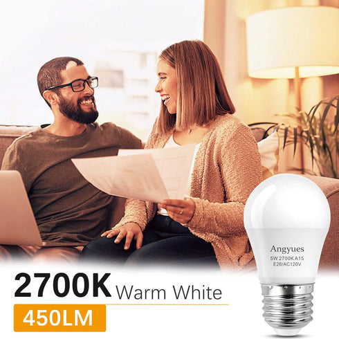 LED Bulb 120V, 40W Equivalent, A15 Warm White 2700K Energy Saving Bulb, E26 Medium Screw Base, 4 Pack