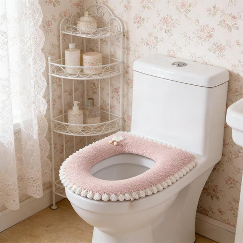 Generic Large Toilet Seat Cover, Fabric Washable Zippered Cushion for Bathroom Comfort