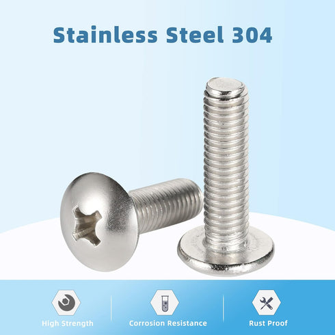 1/4-20 x 1-1/2" Truss Head Machine Screws, Full Thread, 304 Stainless Steel, 25 PCS